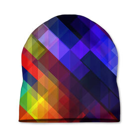 Шапка 3D с принтом Горен в Петрозаводске, 100% полиэстер | универсальный размер, печать по всей поверхности изделия | abstraction | colorful | cubes | obliquely | stripes | texture | абстракция | кубы | наискось | полосы | разноцветный | текстура
