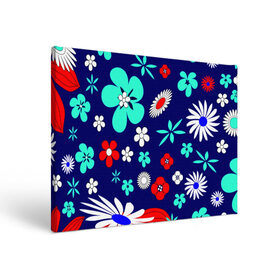 Холст прямоугольный с принтом Lorri в Петрозаводске, 100% ПВХ |  | blue | flowers | leaves | patterns | summer | texture | летний | листки | синий | текстура | узоры | цветы