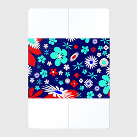Магнитный плакат 2Х3 с принтом Lorri в Петрозаводске, Полимерный материал с магнитным слоем | 6 деталей размером 9*9 см | blue | flowers | leaves | patterns | summer | texture | летний | листки | синий | текстура | узоры | цветы