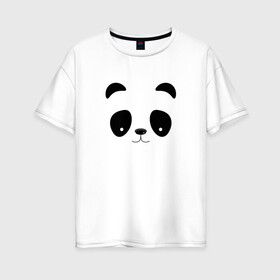 Женская футболка хлопок Oversize с принтом Панда в Петрозаводске, 100% хлопок | свободный крой, круглый ворот, спущенный рукав, длина до линии бедер
 | panda | животные | медведь | милый | мишка | мультяшный | панда | рисунок | тропический