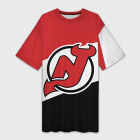 Платье-футболка 3D с принтом Нью Джерси Девилз в Петрозаводске,  |  | devils | hockey | new jersey | new jersey devils | nhl | usa | девилз | нхл | нью джерси | нью джерси девилз | спорт | сша | хоккей | шайба