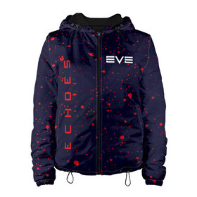 Женская куртка 3D с принтом EVE ECHOES ИВ ЭХО в Петрозаводске, ткань верха — 100% полиэстер, подклад — флис | прямой крой, подол и капюшон оформлены резинкой с фиксаторами, два кармана без застежек по бокам, один большой потайной карман на груди. Карман на груди застегивается на липучку | echo | echoes | eve | game | games | logo | online | space | ев онлайн | ев эхо | еве | ив онлайн | ив эхо | игра | игры | космос | лого | логотип | логотипы | онлайн | символ | символы | эхо | эхос