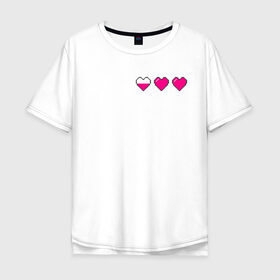 Мужская футболка хлопок Oversize с принтом Здоровье pixel в Петрозаводске, 100% хлопок | свободный крой, круглый ворот, “спинка” длиннее передней части | Тематика изображения на принте: heart | heart pixel | здоровье | здоровье pixel | пиксельное сердце | пиксельные сердца | сердечко | сердечко пиксель | сердце | сердце пиксель