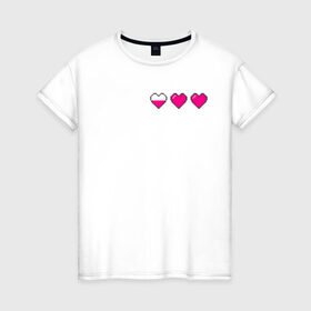 Женская футболка хлопок с принтом Здоровье pixel в Петрозаводске, 100% хлопок | прямой крой, круглый вырез горловины, длина до линии бедер, слегка спущенное плечо | Тематика изображения на принте: heart | heart pixel | здоровье | здоровье pixel | пиксельное сердце | пиксельные сердца | сердечко | сердечко пиксель | сердце | сердце пиксель