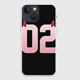 Чехол для iPhone 13 mini с принтом Порядковый номер 02 в Петрозаводске,  |  | 002 | 02 | ahegao | anime | darling | franx | franxx | girl | girls | in | senpai | the | two | waifu | zero | zerotwo | аниме | ахегао | вайфу | девушка | семпай | сенпай | тян