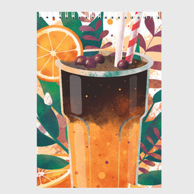 Скетчбук с принтом бодрящий коктейль в Петрозаводске, 100% бумага
 | 48 листов, плотность листов — 100 г/м2, плотность картонной обложки — 250 г/м2. Листы скреплены сверху удобной пружинной спиралью | апельсин | бодрость | витамины | коктейль | кофе | лето | напиток | яркий