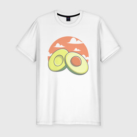 Мужская футболка хлопок Slim с принтом Avocado в Петрозаводске, 92% хлопок, 8% лайкра | приталенный силуэт, круглый вырез ворота, длина до линии бедра, короткий рукав | avocado | avokado | kawai | kawaii | авакадо | авокадо | каваи | кавай | кавайи | кавайный | милые создания | мимими | мимишный | облака | облако | овокадо | персея | растения | рисунок | фрукт | фрукты