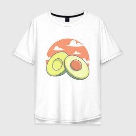 Мужская футболка хлопок Oversize с принтом Avocado в Петрозаводске, 100% хлопок | свободный крой, круглый ворот, “спинка” длиннее передней части | avocado | avokado | kawai | kawaii | авакадо | авокадо | каваи | кавай | кавайи | кавайный | милые создания | мимими | мимишный | облака | облако | овокадо | персея | растения | рисунок | фрукт | фрукты