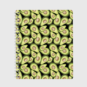 Тетрадь с принтом Авокадо в Петрозаводске, 100% бумага | 48 листов, плотность листов — 60 г/м2, плотность картонной обложки — 250 г/м2. Листы скреплены сбоку удобной пружинной спиралью. Уголки страниц и обложки скругленные. Цвет линий — светло-серый
 | Тематика изображения на принте: avocado | avokado | pattern | pattern avocado | авакадо | авокадо | овокадо | патерн | патерн авокадо | паттерн | паттерн авокадо | персея | растения | рисунок | фон авокадо | фрукт | фрукты