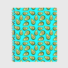 Тетрадь с принтом Авокадо в Петрозаводске, 100% бумага | 48 листов, плотность листов — 60 г/м2, плотность картонной обложки — 250 г/м2. Листы скреплены сбоку удобной пружинной спиралью. Уголки страниц и обложки скругленные. Цвет линий — светло-серый
 | Тематика изображения на принте: avocado | avokado | neon | pattern | pattern avocado | авакадо | авокадо | неон | овокадо | патерн | патерн авокадо | паттерн | паттерн авокадо | персея | растения | рисунок | фон авокадо | фрукт | фрукты