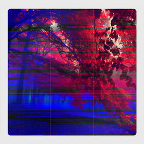 Магнитный плакат 3Х3 с принтом Glitch Autumn в Петрозаводске, Полимерный материал с магнитным слоем | 9 деталей размером 9*9 см | autumn | forest | glitch | глитч | дерево | деревья | красный | лес | листья | осень