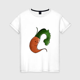 Женская футболка хлопок с принтом Грустная морковка в Петрозаводске, 100% хлопок | прямой крой, круглый вырез горловины, длина до линии бедер, слегка спущенное плечо | грусть | еда | морковка | эмоции