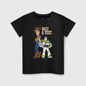 Детская футболка хлопок с принтом Buzz&Woody в Петрозаводске, 100% хлопок | круглый вырез горловины, полуприлегающий силуэт, длина до линии бедер | buzz lightyear | disney | pixar | toy story | vdkimel | woody | базз лайтер | вуди | дисней | история игрушек | пиксар