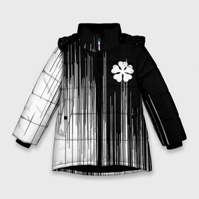 Зимняя куртка для девочек 3D с принтом Черный клевер в Петрозаводске, ткань верха — 100% полиэстер; подклад — 100% полиэстер, утеплитель — 100% полиэстер. | длина ниже бедра, удлиненная спинка, воротник стойка и отстегивающийся капюшон. Есть боковые карманы с листочкой на кнопках, утяжки по низу изделия и внутренний карман на молнии. 

Предусмотрены светоотражающий принт на спинке, радужный светоотражающий элемент на пуллере молнии и на резинке для утяжки. | anime | black clover | аниме | боевик | буракку куро:ба | кино | комедия | магия | мультфильм | фэнтези | черный клевер | японская сёнэн манга