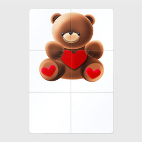Магнитный плакат 2Х3 с принтом Медвежонок с сердечком в Петрозаводске, Полимерный материал с магнитным слоем | 6 деталей размером 9*9 см | love is | teddy bear | valentines day | бабушка | валентинка | влюбленные | девушке | жена | лучшая | любимая | люблю | любовь | мама | медведь | медвежата | молодожены | подарок | романтика | свадебные | свадьба