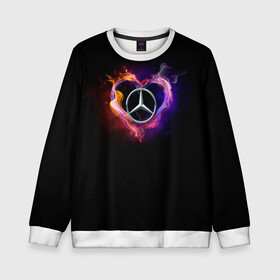 Детский свитшот 3D с принтом Mercedes-Benz в Петрозаводске, 100% полиэстер | свободная посадка, прямой крой, мягкая тканевая резинка на рукавах и понизу свитшота | amg | love mercedes | mercedes | mercedes в сердце | mercedes значок | mercedes лого | mercedes марка | амг | бенц | горящее сердце | лого автомобиля | логотип мерседес | люблю мерседес | мерин | мерс | мерседес | мерседес бенз