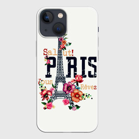 Чехол для iPhone 13 mini с принтом Париж в Петрозаводске,  |  | белая | винтаж | города | европа | евротур | иностранные | креатив | крутая | минимализм | модные | надписи | париж | повседневный | путешествия | разные цвета | ретро | салют | столица | страны