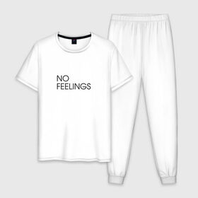 Мужская пижама хлопок с принтом No Feelings в Петрозаводске, 100% хлопок | брюки и футболка прямого кроя, без карманов, на брюках мягкая резинка на поясе и по низу штанин
 | 