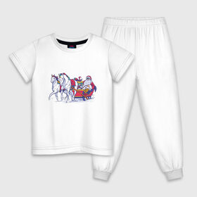 Детская пижама хлопок с принтом Санта с Единорогами в Петрозаводске, 100% хлопок |  брюки и футболка прямого кроя, без карманов, на брюках мягкая резинка на поясе и по низу штанин
 | Тематика изображения на принте: 
