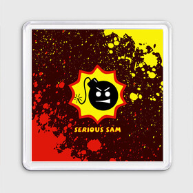 Магнит 55*55 с принтом SERIOUS SAM / Крутой Сэм в Петрозаводске, Пластик | Размер: 65*65 мм; Размер печати: 55*55 мм | Тематика изображения на принте: croteam | game | games | logo | sam | serious | бомба | бомбочка | игра | игры | крутой | лого | логотип | логотипы | серьезный | символ | символы | сэм