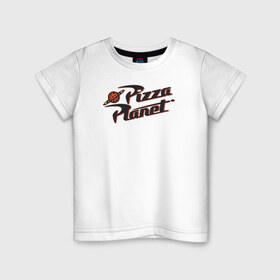 Детская футболка хлопок с принтом Pizza Planet в Петрозаводске, 100% хлопок | круглый вырез горловины, полуприлегающий силуэт, длина до линии бедер | Тематика изображения на принте: aliens | disney | pixar | toy story | vdkimel | дисней | инопланетяне | история игрушек | пиксар