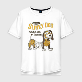 Мужская футболка хлопок Oversize с принтом Slinky Dog в Петрозаводске, 100% хлопок | свободный крой, круглый ворот, “спинка” длиннее передней части | disney | pixar | slinky dog | toy story | vdkimel | дисней | история игрушек | пиксар