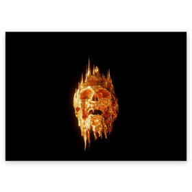 Поздравительная открытка с принтом Golden Skull в Петрозаводске, 100% бумага | плотность бумаги 280 г/м2, матовая, на обратной стороне линовка и место для марки
 | Тематика изображения на принте: cool | cyborg | decoration | fashion | fear | ghost | haloween | head | horror | robot | skeleton | skull | technology | голова | киборг | круто | мода | призрак | робот | скелет | технологии | ужас | украшение | хеллоуин | череп