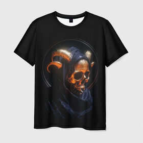 Мужская футболка 3D с принтом Golden skull | 1.1 в Петрозаводске, 100% полиэфир | прямой крой, круглый вырез горловины, длина до линии бедер | Тематика изображения на принте: cool | cyborg | decoration | fashion | fear | ghost | halloween | head | horror | robot | skeleton | skull | technology | голова | киборг | круто | мода | призрак | робот | скелет | технологии | ужас | украшение | хеллоуин | череп