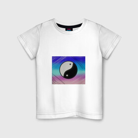 Детская футболка хлопок с принтом инь янь в Петрозаводске, 100% хлопок | круглый вырез горловины, полуприлегающий силуэт, длина до линии бедер | инь янь | символ | чёрное и белое