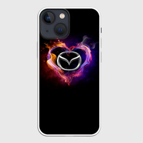 Чехол для iPhone 13 mini с принтом Mazda в Петрозаводске,  |  | love mazda | mazda | mazda в сердце | mazda лого | mazda марка | mazda эмблема | горящее сердце | значок mazda | лого авто | лого автомобиля | логотип mazda | логотип мазда | люблю мазду | мазда | мазда значок | мазда лого