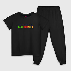 Детская пижама хлопок с принтом Fast Food Music в Петрозаводске, 100% хлопок |  брюки и футболка прямого кроя, без карманов, на брюках мягкая резинка на поясе и по низу штанин
 | drill | fast | ffm | food | music | rap | trap | мьюзик | русский | рэп | фаст | фуд