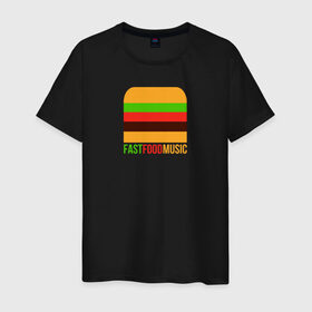 Мужская футболка хлопок с принтом Fast Food Music в Петрозаводске, 100% хлопок | прямой крой, круглый вырез горловины, длина до линии бедер, слегка спущенное плечо. | drill | fast | ffm | food | music | rap | trap | мьюзик | русский | рэп | фаст | фуд