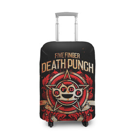 Чехол для чемодана 3D с принтом Five Finger Death Punch в Петрозаводске, 86% полиэфир, 14% спандекс | двустороннее нанесение принта, прорези для ручек и колес | 5fdp | ffdp | five finger death punch | metal | группы | метал | музыка | рок