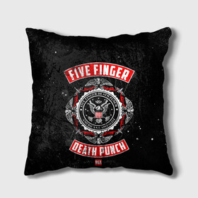 Подушка 3D с принтом Five Finger Death Punch в Петрозаводске, наволочка – 100% полиэстер, наполнитель – холлофайбер (легкий наполнитель, не вызывает аллергию). | состоит из подушки и наволочки. Наволочка на молнии, легко снимается для стирки | 5fdp | ffdp | five finger death punch | metal | группы | метал | музыка | рок