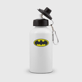 Бутылка спортивная с принтом Бэтмен в Петрозаводске, металл | емкость — 500 мл, в комплекте две пластиковые крышки и карабин для крепления | Тематика изображения на принте: batman | бетмен | брюс уэйн | бэтман | бэтмен