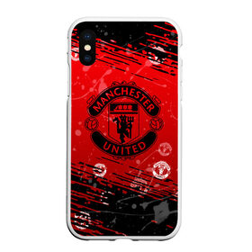 Чехол для iPhone XS Max матовый с принтом MANCHESTER UNITED. в Петрозаводске, Силикон | Область печати: задняя сторона чехла, без боковых панелей | 