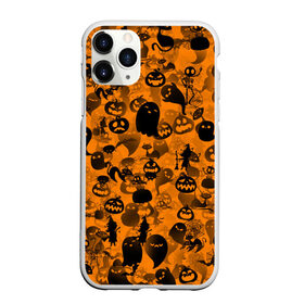 Чехол для iPhone 11 Pro матовый с принтом Halloween в Петрозаводске, Силикон |  | ведьма | кот | паттерн | паутина | привидение | призрак | скелет | тыква