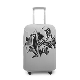 Чехол для чемодана 3D с принтом Flower в Петрозаводске, 86% полиэфир, 14% спандекс | двустороннее нанесение принта, прорези для ручек и колес | black | black and white | flower | white