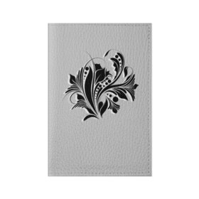 Обложка для паспорта матовая кожа с принтом Flower в Петрозаводске, натуральная матовая кожа | размер 19,3 х 13,7 см; прозрачные пластиковые крепления | black | black and white | flower | white