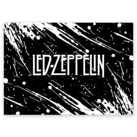 Поздравительная открытка с принтом Led Zeppelin. в Петрозаводске, 100% бумага | плотность бумаги 280 г/м2, матовая, на обратной стороне линовка и место для марки
 | Тематика изображения на принте: led zeppelin | music | rock | блюз рок | британская рок группа | джимми пейдж | известные личности | лед зеппелин | лэд зиппелин | музыка | музыканты | певцы | рок | фолк рок | хард рок | хеви метал