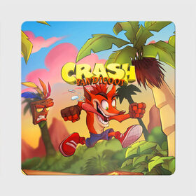 Магнит виниловый Квадрат с принтом Crash Bandicoot в Петрозаводске, полимерный материал с магнитным слоем | размер 9*9 см, закругленные углы | Тематика изображения на принте: aku aku | crash bandicoot | бандикут | игры | крэш бандикут