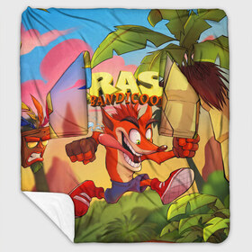 Плед с рукавами с принтом Crash Bandicoot в Петрозаводске, 100% полиэстер | Закругленные углы, все края обработаны. Ткань не мнется и не растягивается. Размер 170*145 | aku aku | crash bandicoot | бандикут | игры | крэш бандикут