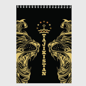 Скетчбук с принтом Таджикистан в Петрозаводске, 100% бумага
 | 48 листов, плотность листов — 100 г/м2, плотность картонной обложки — 250 г/м2. Листы скреплены сверху удобной пружинной спиралью | Тематика изображения на принте: crown | golden | king | lion | republic | tajikistan | золотой | король | корона | лев | республика | таджикистан | царь
