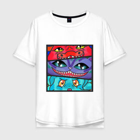 Мужская футболка хлопок Oversize с принтом Дракон, кот и осьминог в Петрозаводске, 100% хлопок | свободный крой, круглый ворот, “спинка” длиннее передней части | Тематика изображения на принте: 