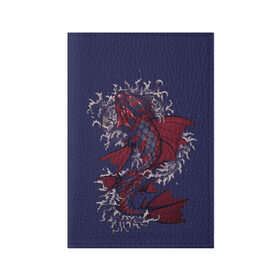 Обложка для паспорта матовая кожа с принтом Рыбка дракон в Петрозаводске, натуральная матовая кожа | размер 19,3 х 13,7 см; прозрачные пластиковые крепления | капельки | красивая рыбка | рыбы | тату рыбка. | японская рыба