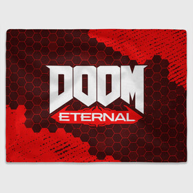 Плед 3D с принтом DOOM ETERNAL / ДУМ ЭТЕРНАЛ в Петрозаводске, 100% полиэстер | закругленные углы, все края обработаны. Ткань не мнется и не растягивается | bfg | brutal | doom | eternal | ethernal | game | games | logo | дум | игра | игры | лого | логотип | логотипы | символ | символы | этернал