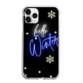 Чехол для iPhone 11 Pro Max матовый с принтом Привет,зима в Петрозаводске, Силикон |  | белый | декабрь | зима | снег | снежинка | уют | черный