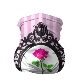 Бандана-труба 3D с принтом Роза в рамке в Петрозаводске, 100% полиэстер, ткань с особыми свойствами — Activecool | плотность 150‒180 г/м2; хорошо тянется, но сохраняет форму | классика | полоска | рамка | роза | розовый | черный