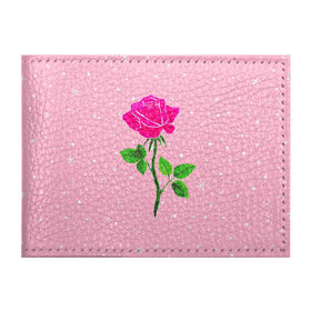 Обложка для студенческого билета с принтом Роза на розовом в Петрозаводске, натуральная кожа | Размер: 11*8 см; Печать на всей внешней стороне | женственно | красота | роза | розовый | снежинки | фуксия | цветок | шик