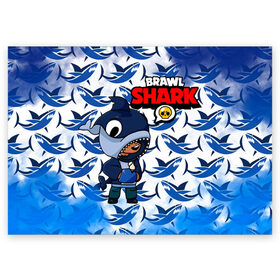 Поздравительная открытка с принтом BRAWL STARS SHARK. в Петрозаводске, 100% бумага | плотность бумаги 280 г/м2, матовая, на обратной стороне линовка и место для марки
 | Тематика изображения на принте: 8 bit | brawl stars | colette | crow | gale | leon | max | mecha | mecha crow | mr.p | sally leon | shark | tara | virus 8 bit | werewolf leon | акула | берли | бравл старс | ворон | коллет | макс | оборотень